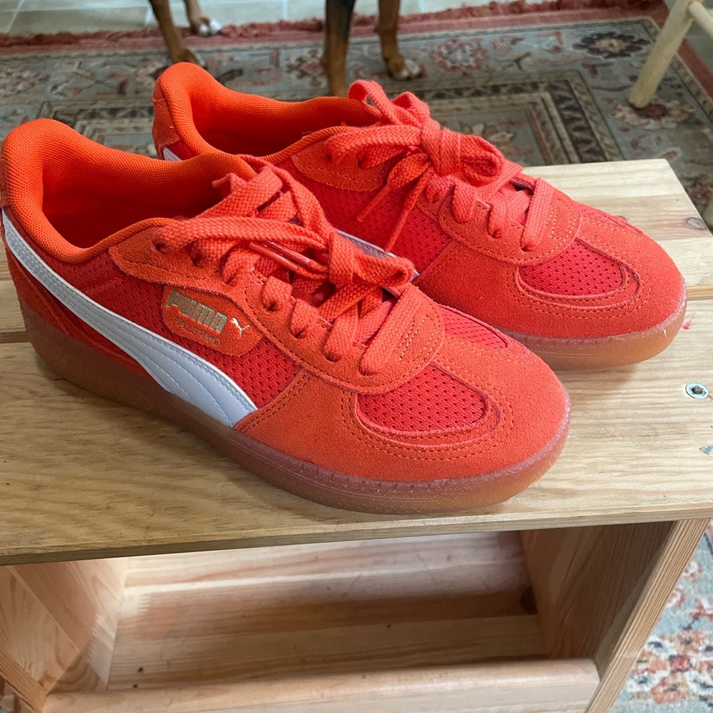 Puma Palermo mod sneaker in bright red/orange, NWOT